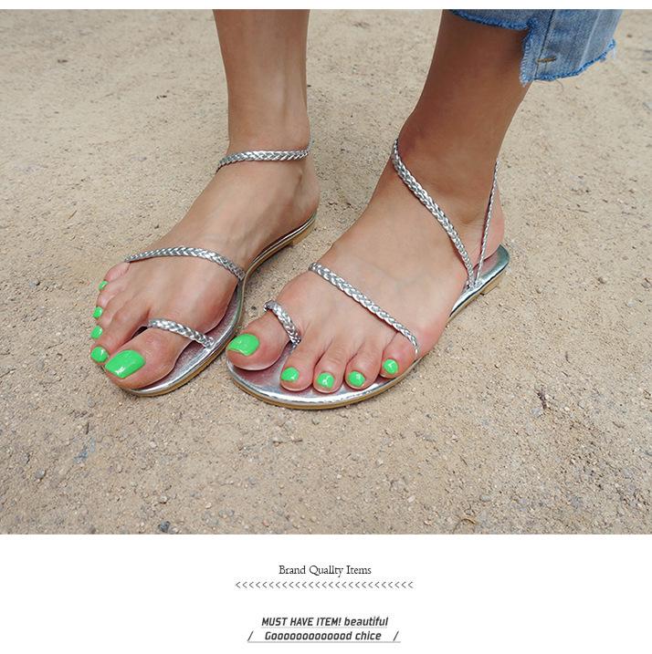 

Sandals New round-headed women s sandals, fashionable versatile flat-soled sandals for women 40 серебряный