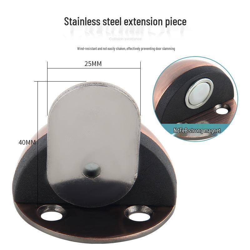 Stainless Steel Magnetic Door Stopper - Punch-Free, Anti-Collision, Rubber Top Limiter