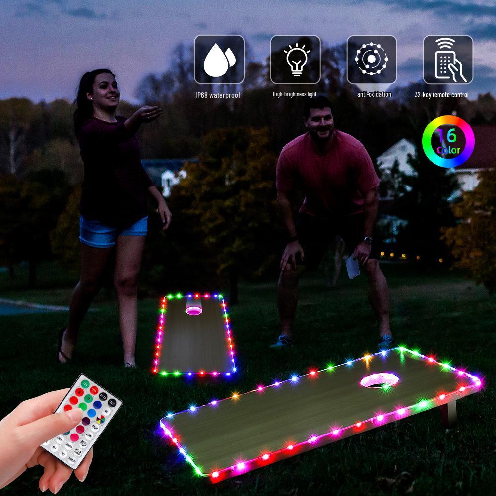 

Iridescent Cornhole Board Light with Remote Control RGB Running Lights 1 piece