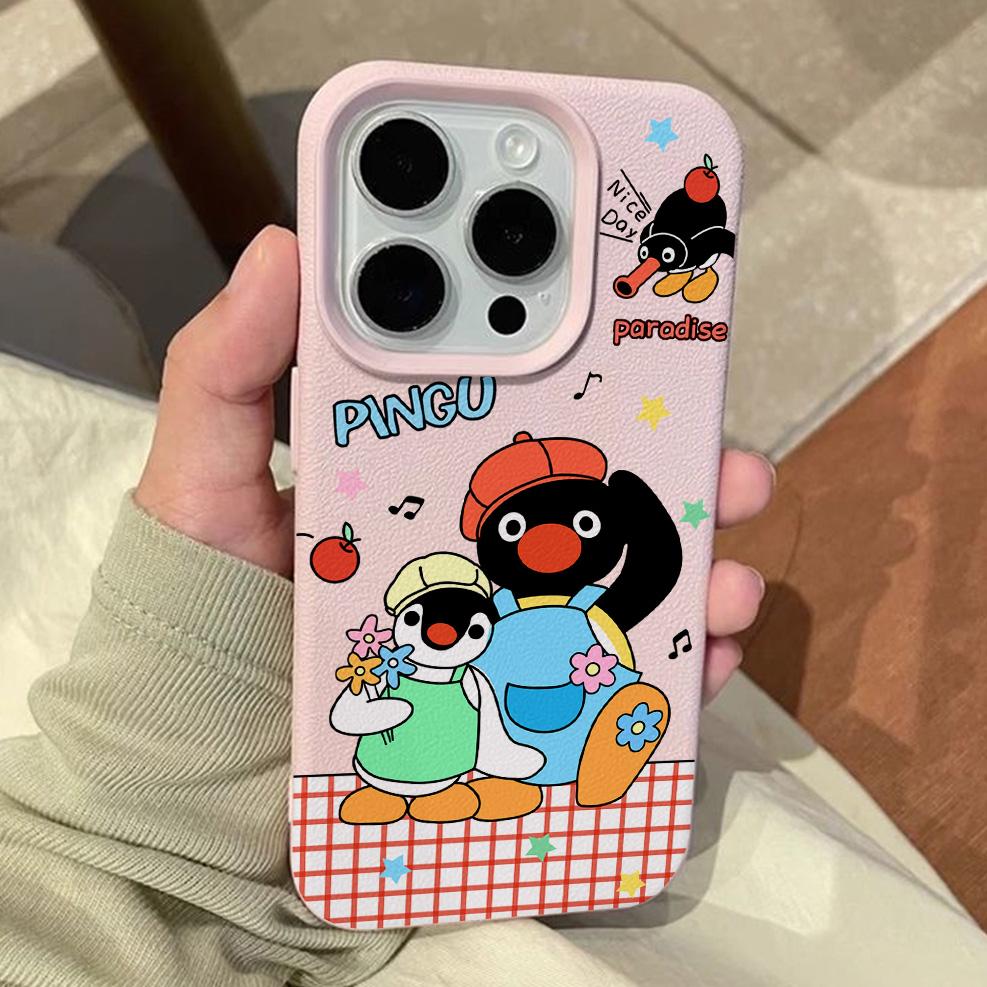 

Cartoon Cute Penguins Lichee leather pattern Phone Case For iPhone 17 16e 16 15 14 13 12 11 Air Pro Max Plus X XR XSMax iPhone 11