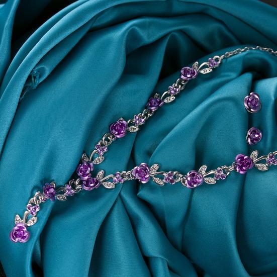 2 buc./set modă acrilic trandafir pandantiv cercei colier femei bijuterii cadou