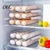 Household Egg Organizer for Fridge Stackable Storage Box, 7 Degree Gentle Slope Design, Easy Access Rolling Tray Transparent Plastic Container