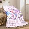 Cute penguins enjoying a meal with a heart motif and pastel checkered backdrop. for all seasons blanket lunch break throw gift
