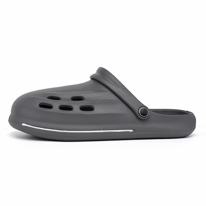 

2024 summer new men s hole shoes lightweight breathable large size beach shoes fashion bag head casual men cool 45 сірий колір