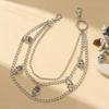 European & American Hip Hop Metal Skull Multi-layer Waist Chain with Round Beads for Women