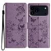 For iPhone 17 Pro Max Wallet Phone Case Butterfly Floral Imprint Leather Flip Cover with Strap