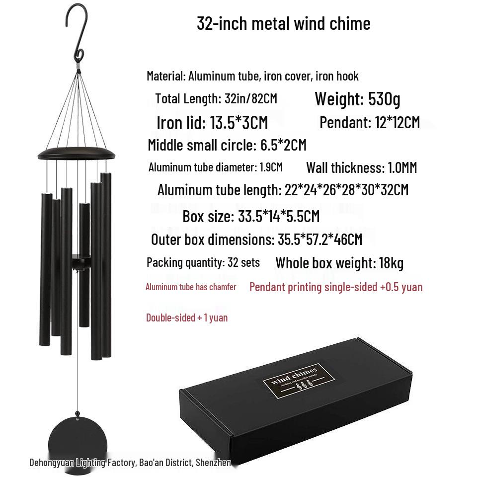 32" Bestseller Aluminum Wind Chime: Deep Tone Sympathy Memorial for Outdoors