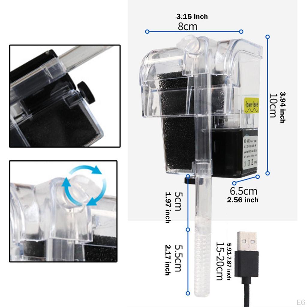 Accessorio per Acquario USB Facile da Installare Efficiente Sistema di Filtrazione a Sospensione Silenzioso Regolabile