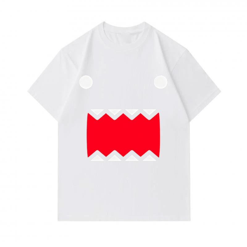 Men's 100% Cotton Short Sleeve O-Neck T-Shirt, Cute Cartoon Big Mouth Monster Print Casual Soft Breathable Tee for Daily Wear Summer Basic Loose Fit T