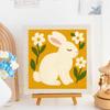 DIY Punch Needle Kits for Beginners Golden Bunny Punch Stitching Kit with Frame Embroidery Sewing Craft Set Perfect Gift