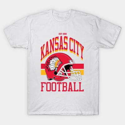 Men Black Print T-shirt Kansas City Football No-Cut Transfer Paper Print Cotton Tshirt