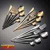 Qianxing 410 Stainless Steel Portuguese Black Gold Dinner Spoon Set