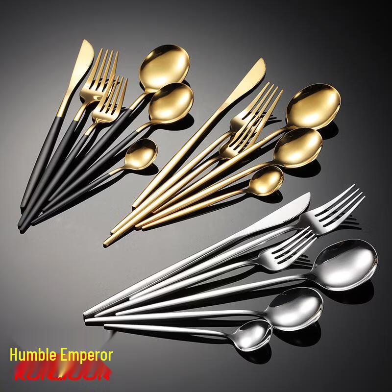 Qianxing 410 Stainless Steel Portuguese Black Gold Dinner Spoon Set
