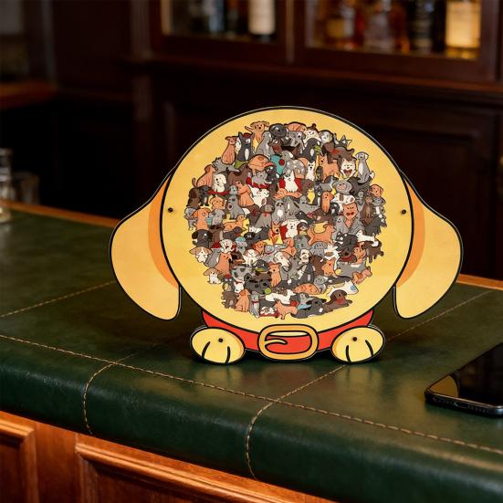 135 Stück/Set Hundeförmiges Holzpuzzle Logiktraining Holz Tierpuzzle Spiel Pädagogisches Schwieriges Puzzle Spielzeug Hundeliebhaber Geschenk