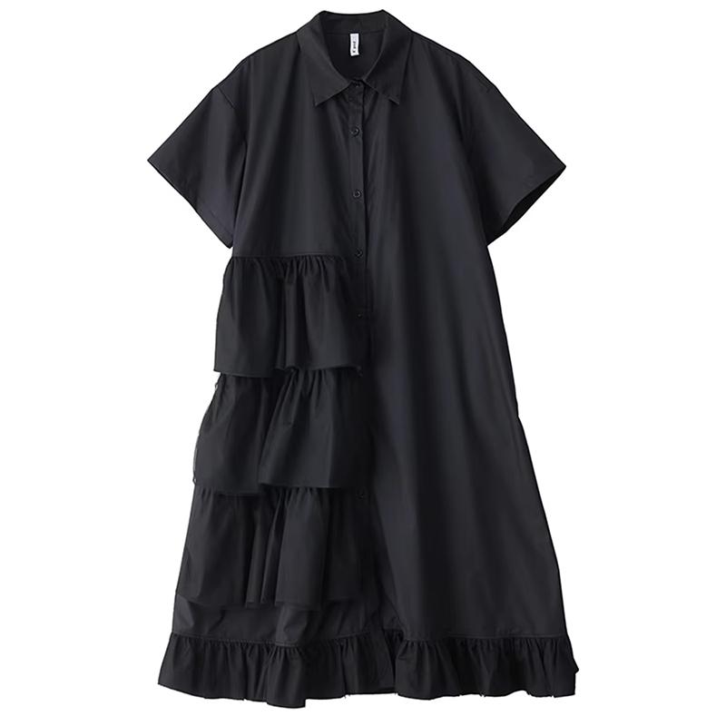 

XITAO Patchwork Mesh Pleated Dress ZMY1069 One Size чёрный