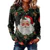 Women's Fashion Casual Button Front Long Sleeve Christmas Top with Collar