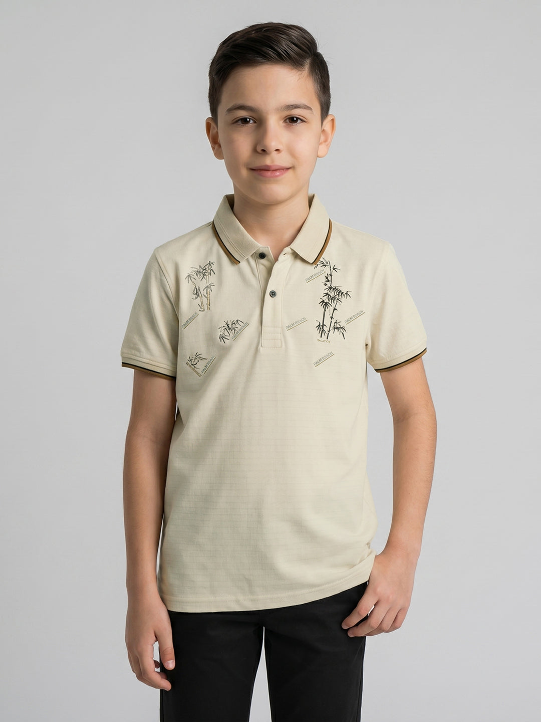 Monte Carlo Boy Regular Fit Cream Tshirt 4-5 Years
