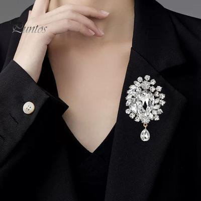 Broszka ze sztucznego kryształu błyszcząca wkładka ze strasem broszka Pin kobiety Trend elegancka impreza akcesoria biżuteryjne prezent na rocznicę ślubu