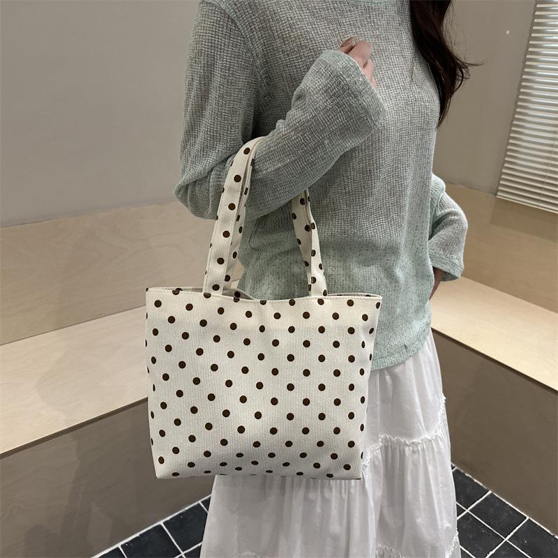 Trendige Frühlings- und Sommer-Neue Punktmuster-Tragetasche Große Kapazität Süße Mädchen-Schulter-Stofftasche Pendler-Handtasche Tasche