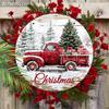 Hölzliches Weihnachtsschild mit klassischem rotem Pickup-Truck-Muster, warmes winterliches Weihnachtsornament zur Dekoration für Haustür/Wand, ideale Weihnachtsdekoration