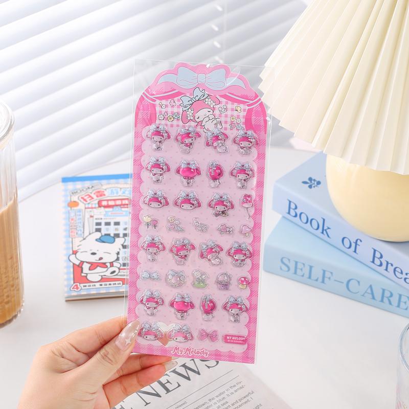 Anime Sanrio Hello Kitty Kuromi Stickers Cinnamoroll My Melody Cartoon Mobile Creative Decoration Sticker Girl Birthday Gift 3D Kid Friendly