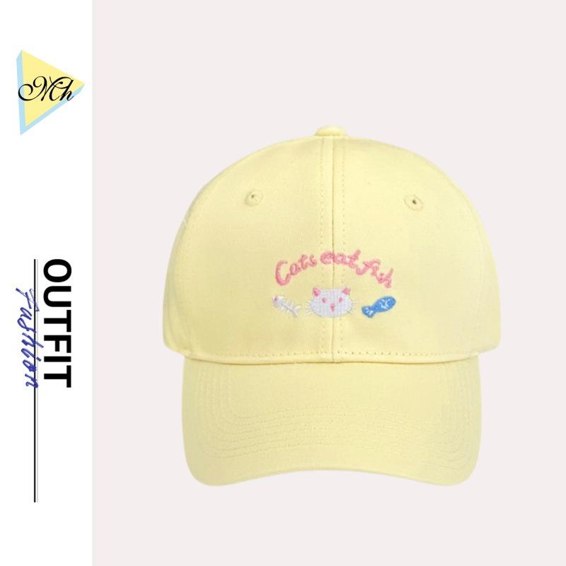 Sweet And Cute Kitten Embroidered Baseball Cap Women'S Summer Japanese Face Small Versatile Sun Hat Sports Cap Tide