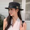 Lightweight Breathable Straw Boater Hat Hollow Out Leather Trim UV Protection Cap for Beach Travel Summer Outdoor Use