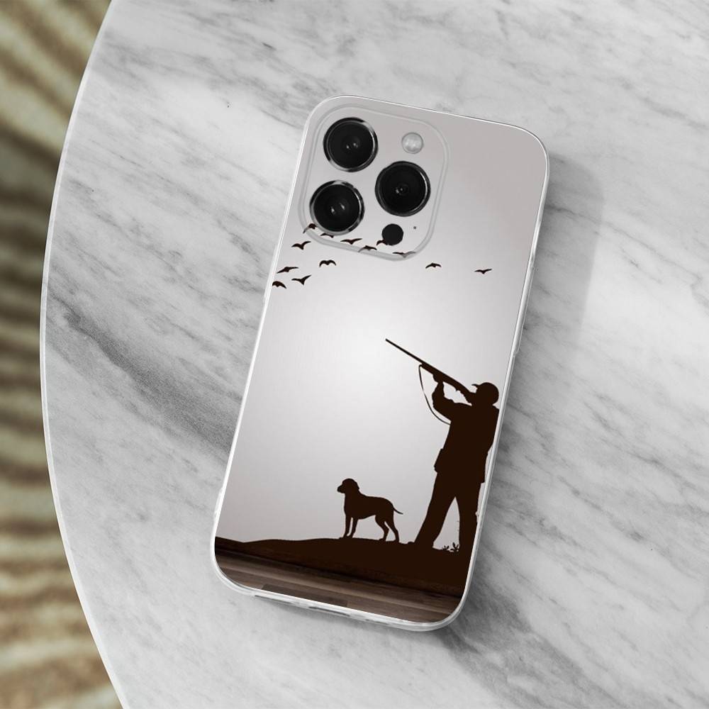 Hunter Dog For iPhone 12,Mini,16,X,17,Plus,11,Max,13,XR,15,Pro,14,SE,XS,Transparent Soft Cover Case