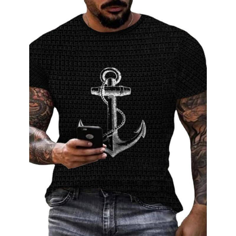 Men's Vintage T-Shirt Marine Adventure 3D Print Top Summer Fashion Casual Loose Tee New Streetwear Short Sleeved T-Shirt for Men