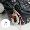 Fashion Beads Keychain Cherry Pearls Design Beaded Lip Balm Pendant Key Ring Stylish Jewelry Gift For Her
