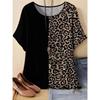 Casual Loose Leopard Print Top Casual Short Sleeve Fashionable Versatile T-Shirts Women’s
