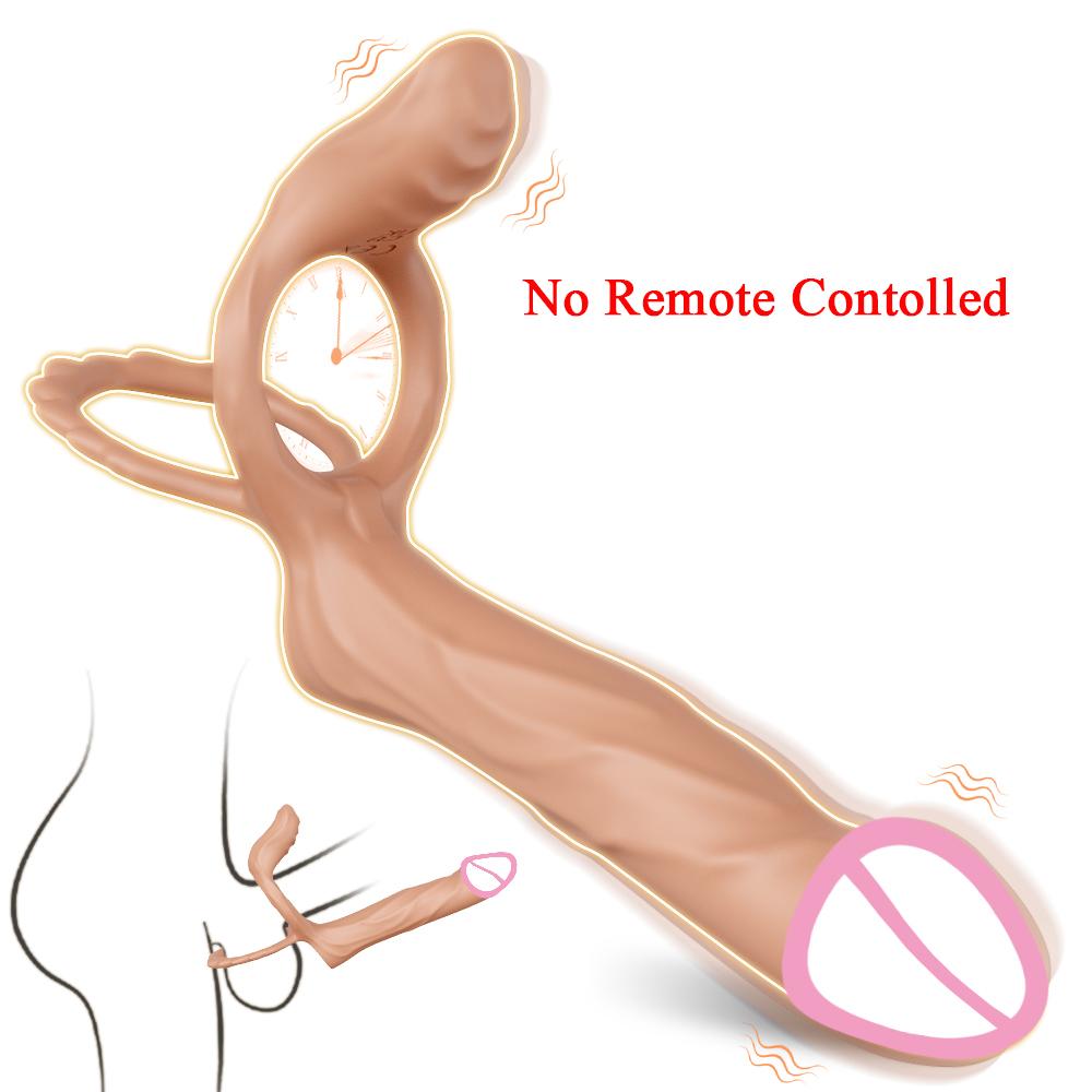 Remote Controlled Double Penetration Vibrator for Couple Anal Plug Vibrator with Penis Cock Ring Adult Sex Toys for Men Women