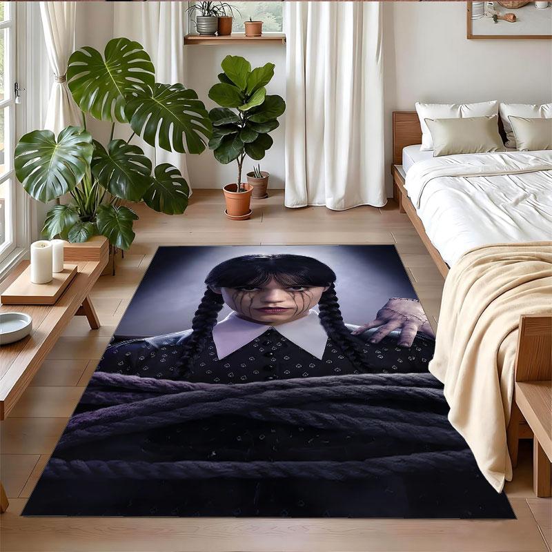 Crystal Velvet Rug Soft Non Slip Indoor Floor Mat Home DecorWednesday Addams