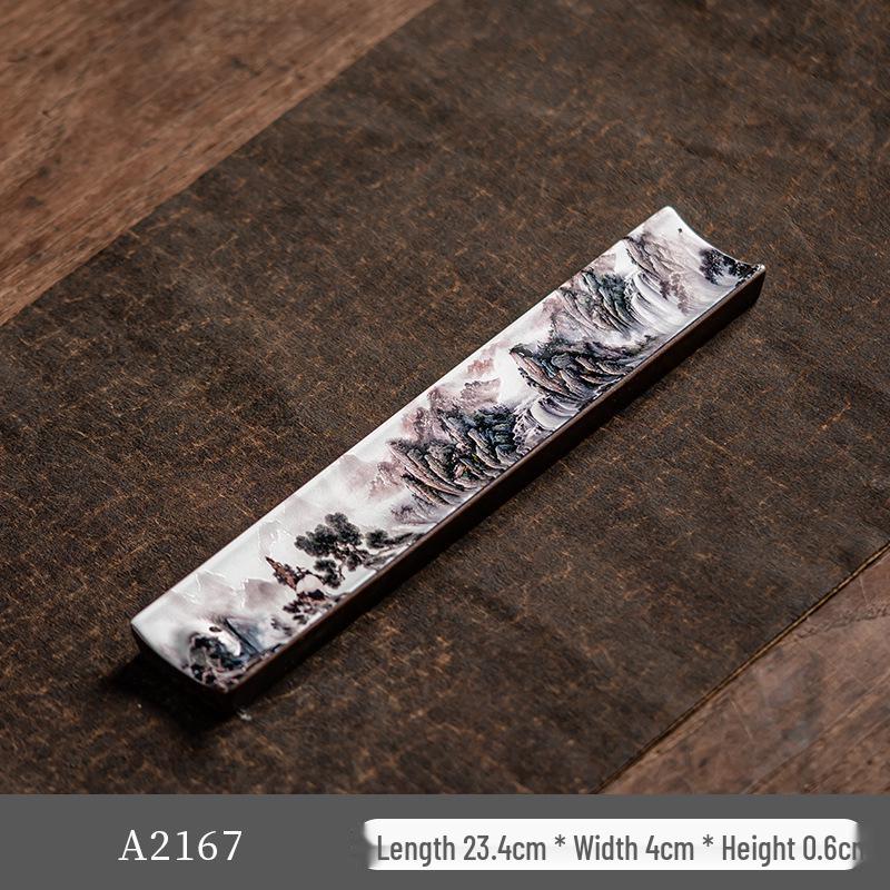 Guochao River & Mountain Ceramic Incense Holder - Retro Incense Stick Tray for Indoor Use