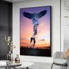 Abstract Eagle and Girl Canvas Painting Modern Posters and Print Nordic Wall Art Pictures for Living Room Home Decoration