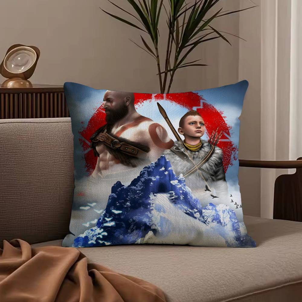 Anime G-God of W-War Ragnarok Pillow Case Anti-dustmite Pillowcase Invisible zipper silky short plush Sofa cushion cover