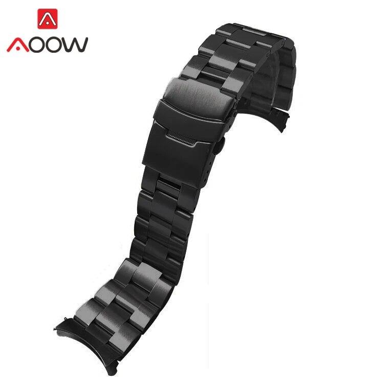 Massives Edelstahlarmband 20 mm 22 mm gebogene Ende Faltschließe 3 Zeiger Herren Ersatzarmband Armband Uhrenzubehör