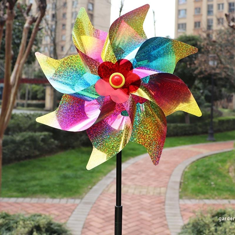 Laser Bird Repellent Windmill Outdoor Garden Rotating Wind Spinner Bird Repellent Anti-bird Pigeon Scare Windmill Reflective