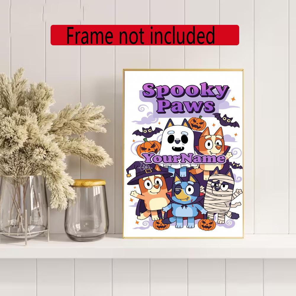 Bluey Customize Your Name Diamond Painting Round Diamond Diy Frameless Holiday Artwork Suitable For Home Office Wall Decoration