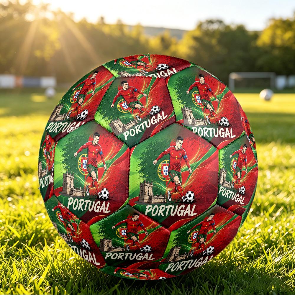 Pallone da Calcio Stampato Portogallo Taglia 5 Resistente all'Usura Standard Pallone da Allenamento per Adulti Regalo per tifosi per Partite Indoor Outdoor Sport