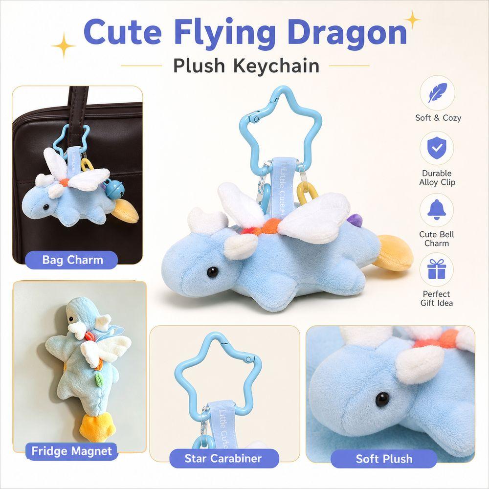 Magnetic Dragon Fridge Magnet Winged Dragon Stuffed Dragon Doll New Bag Decoration  Kids Birthday