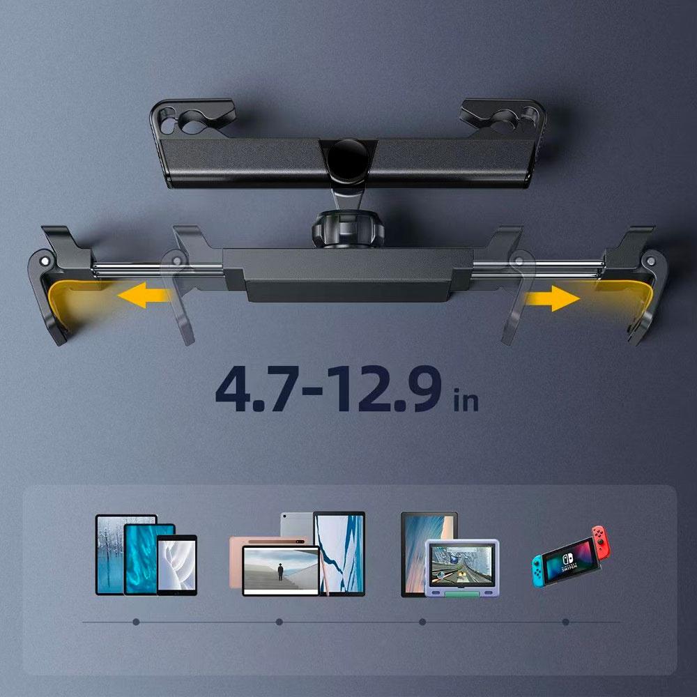 Uchwyt Samochodowy Na Telefon/ Tablet 4.7-12.9" Alogy Car Headrest Holder Na Zagłówek Czarny