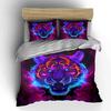 Neon Tiger Art Decor Set Soft Comfortable Duvet Cover Bedding Set Included 1*Duvet Cover & 2*Pillowcases, Gift