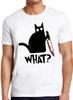 Cat What Murderous Black Cat With Knife Meme Gift Funny Style UNISEX T-shirt
