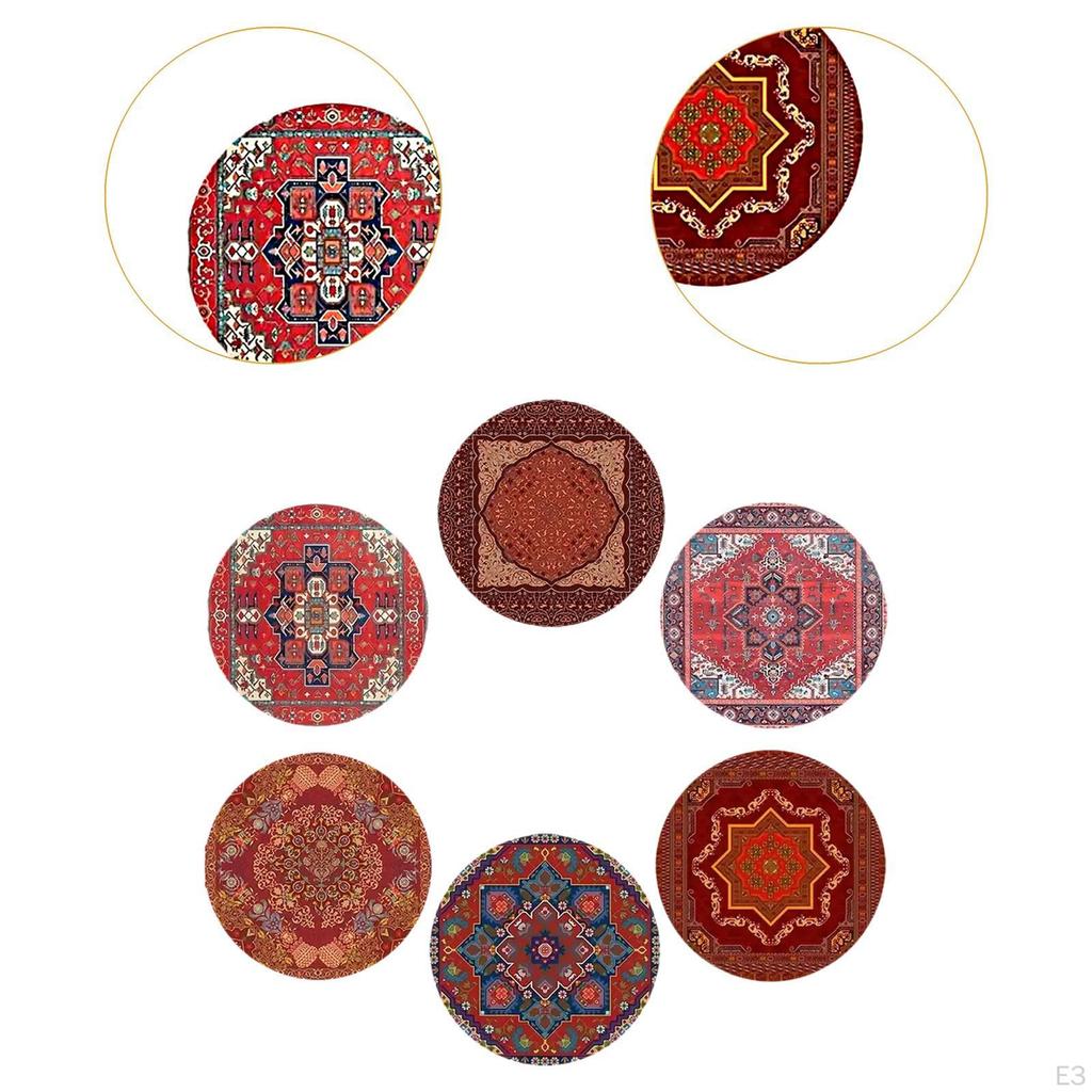 6 ks Tepelně izolační podložky pod hrnky Barevný vzor Podložky pod šálky s potiskem Opakovaně použitelné Kulaté podložky pod nápoje