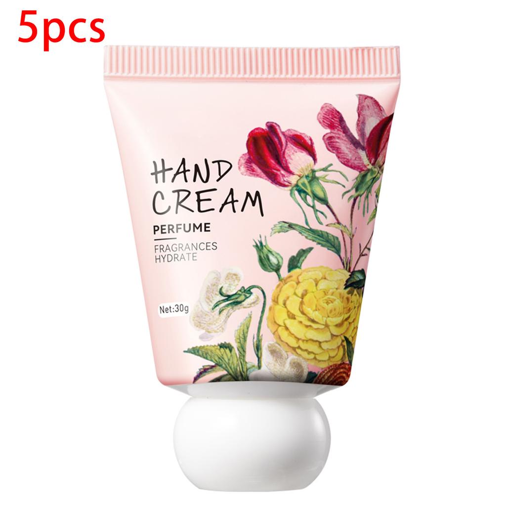 Set of 5 Travel-Size Fragrance Hand Creams - Moisturizing Nourishing Lotion for Dry Skin, Winter Care for Hands