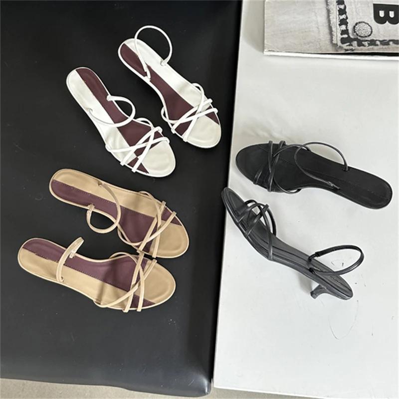Fashion Eilyken New Summer Design Narrow Band Open Toe Sandals Women Slippers Fashion Thin Low Heels Party Dress Casual Shoes