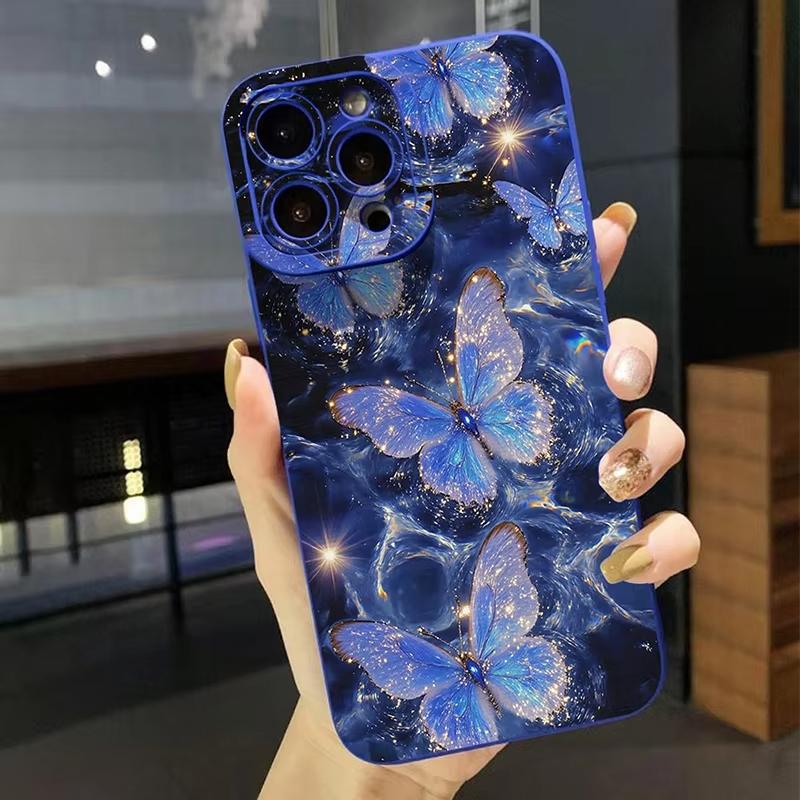 Blue Butterfly Pattern Soft Phone Case For iPhone 17 Pro Max Cases iPhone Air XS Max XR X 16 Plus 15 14 13 12 11 17Air 16E Cover