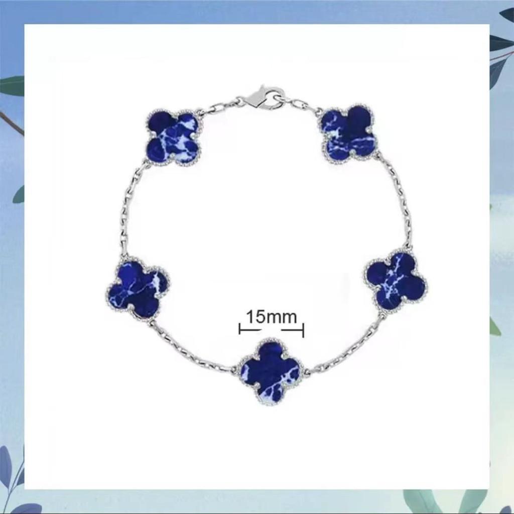 Høy Versjon Firkløver Femblomst Armbånd Dame 18k Lykkeblomst Hvit Perlemor Armbånd