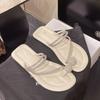 Flat-bottomed Cool Slippers Women's Summer Wear 2025 New Rhinestone Fairy Wind Soft Bottom Non-slip Toe Beach One-word Drag